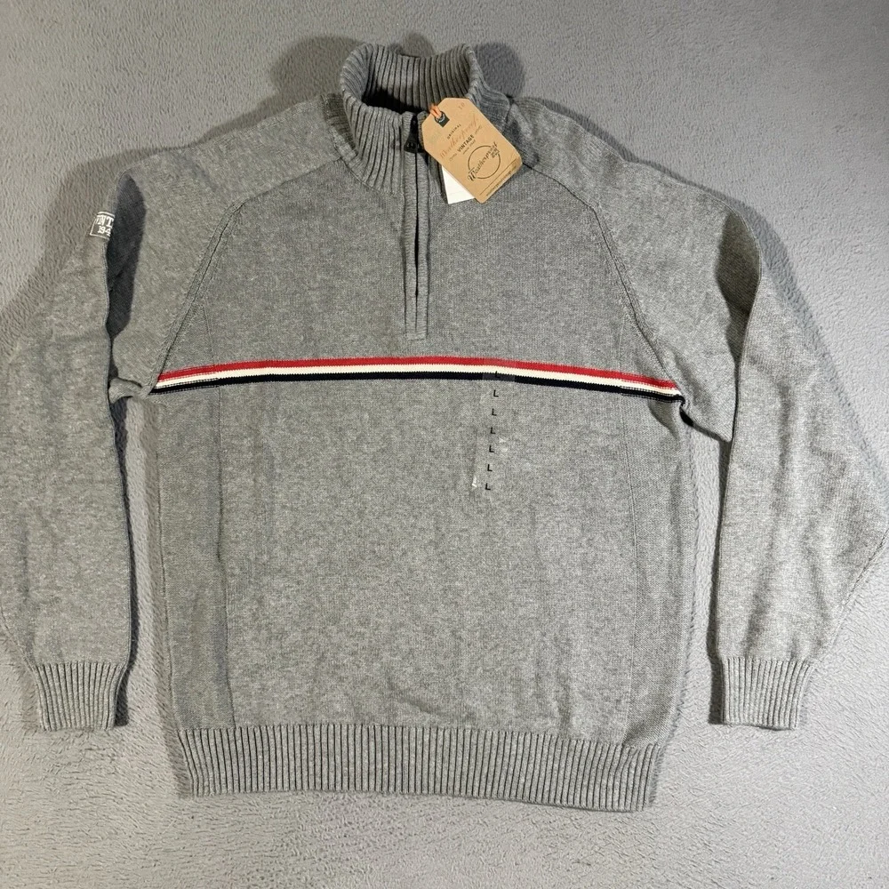 Weatherproof The Holiday Sweater 1/4 Zip Sweater Men's Large Gray Cotton‎ $80